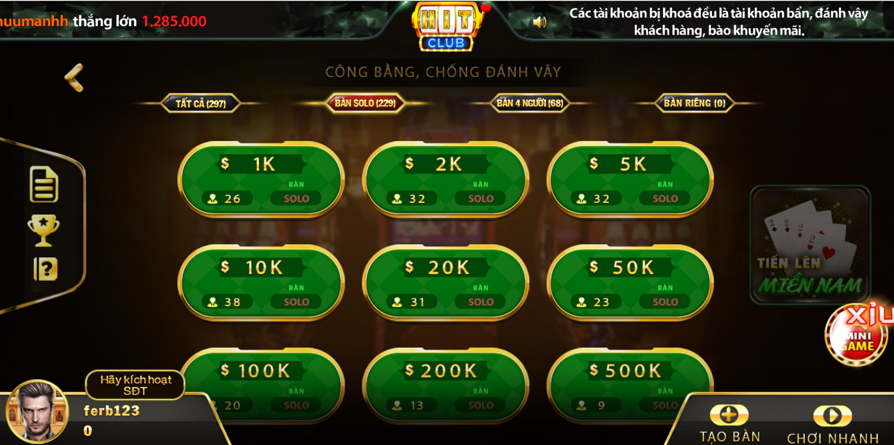 Địa chỉ chơi bài Tiến lên miền Nam online uy tìn cho tân thủ