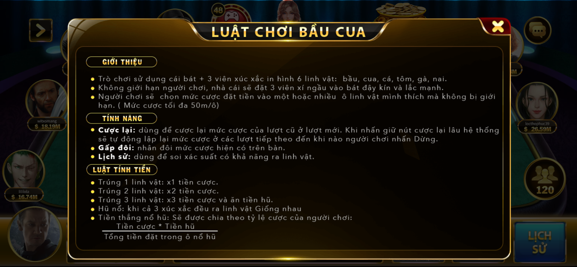 Cách chơi cơ bản bầu cua tôm cá online
