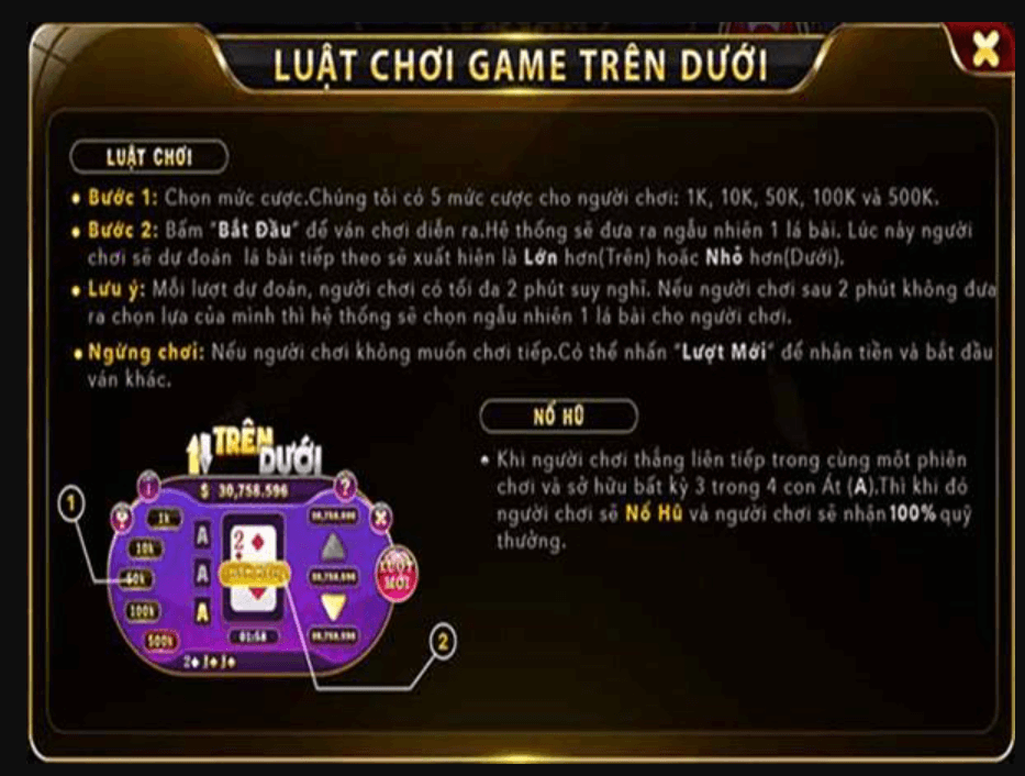 Cách chơi Trên Dưới